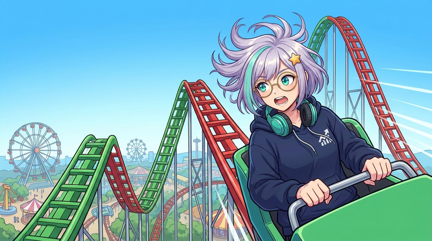 Nova on a chart-shaped roller coaster